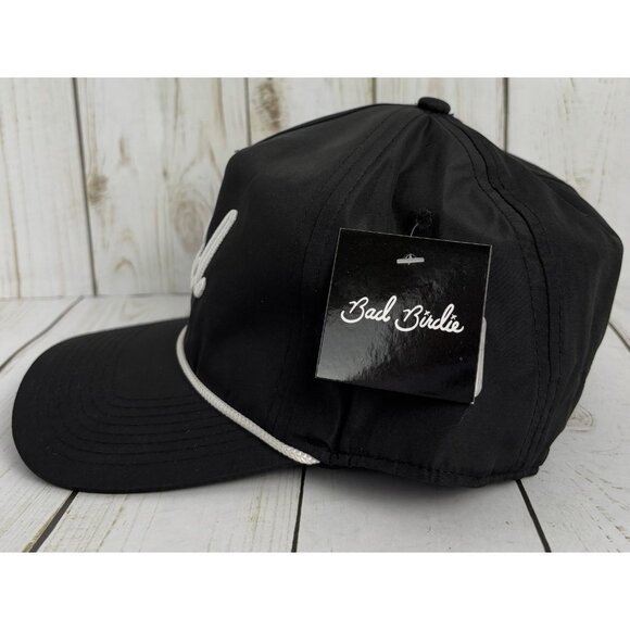 NEW Bad Birdie SnapBack Hat Cap Script Bad Spellout Rope Trucker Golf Black - Picture 2 of 9